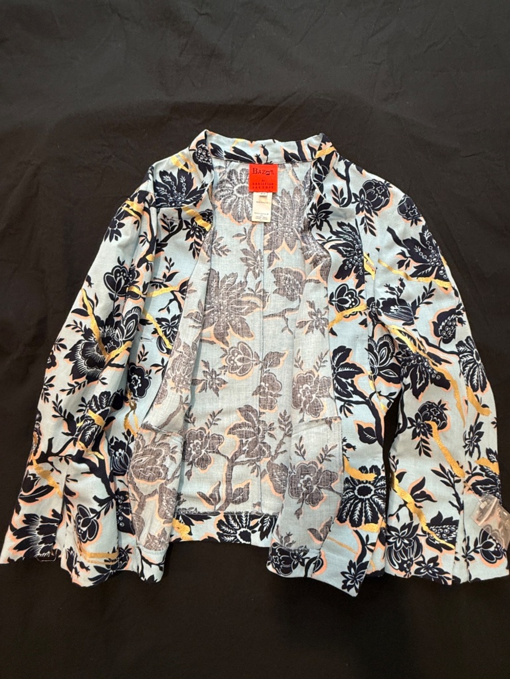 Vintage Bazar by Christian Lacroix blue floral blazer jacket, made France, EU 42 - Picture 6 of 14
